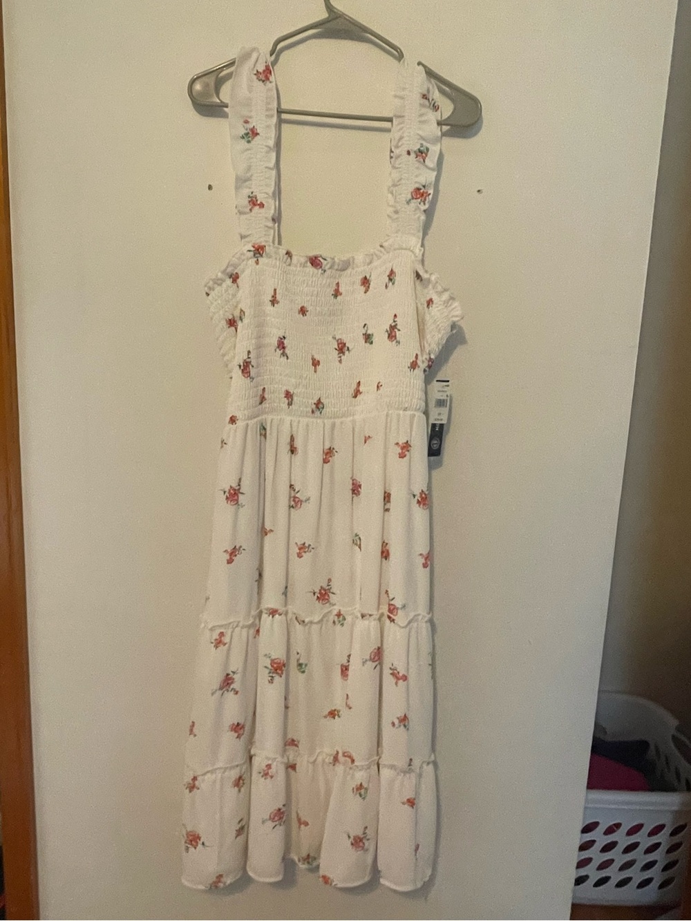 Girls' White Floral Sundress with Ruffle Straps